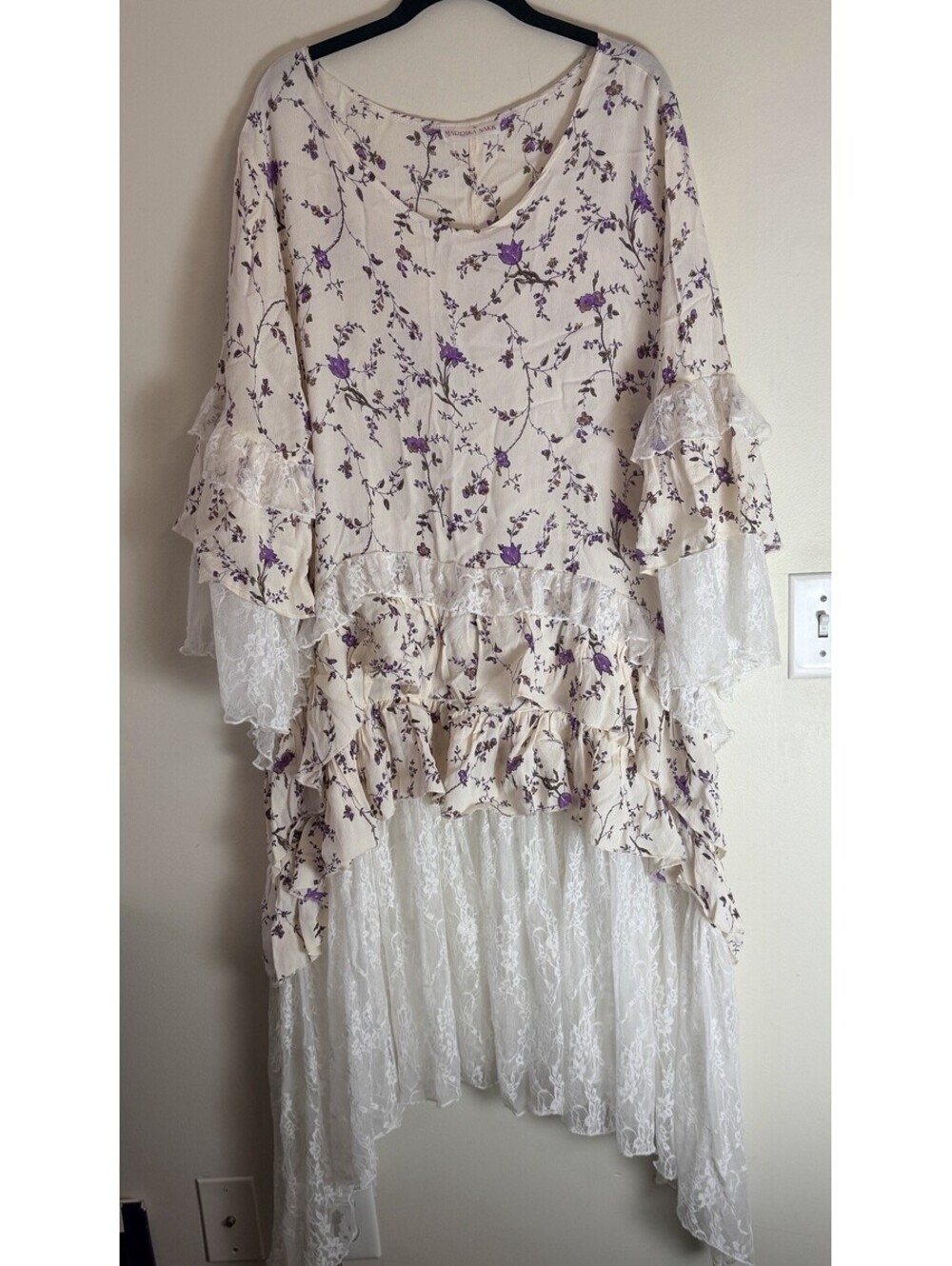 Marrika Nakk Floral Lace Dress Tiered  Boho Wedding Mariposa Dress 0/S